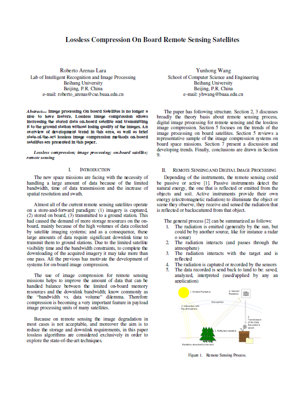 Lossless Compression On-Board Remote Sensing Satellites | Roberto ...